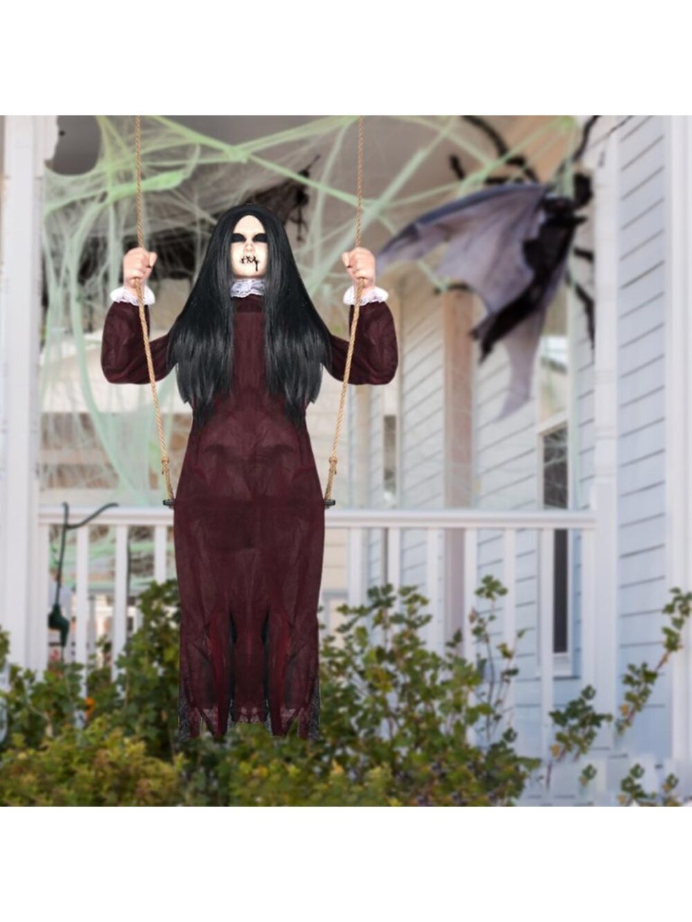Creepy Hanging Girl Ghost Decoration - Scary Indoor/Outdoor Halloween Prop